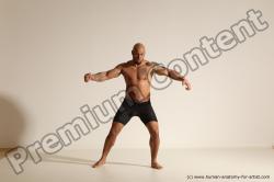 Underwear Gymnastic poses Man Black Muscular Bald Dancing Dynamic poses Academic